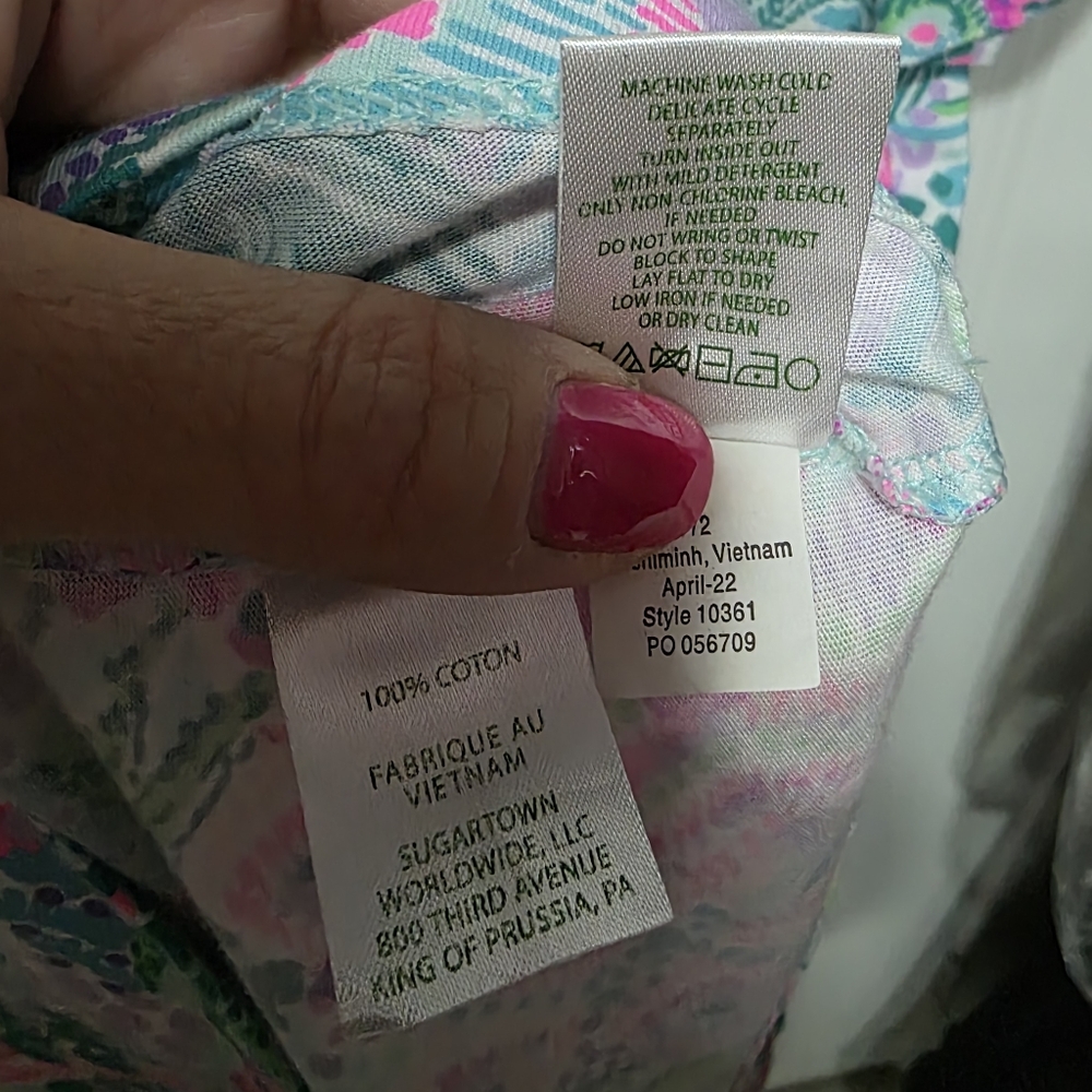 Lilly Pulitzer Pink and Green Mini Dress Vibrant Floral Design - Picture 6 of 9